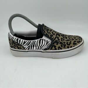 Vans Unisex Kids Animal Mix Leopard Zebra Slip-On Canvas Shoe Sneaker -Size 4.5Y